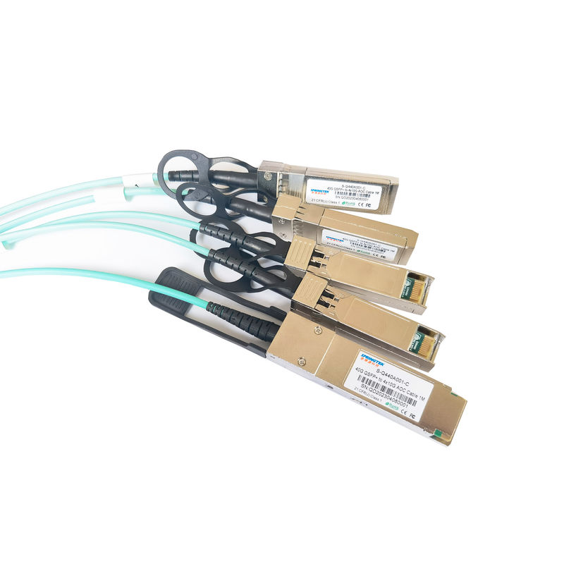 40 گرم Qsfp + به 4x10 گرم Sfp + کابل‌های شکست Aoc 1 متر 3 متر 5 متر 100 متر Ddm Om3 فیبر گیرنده نوری فعال کابل Sfp Aoc