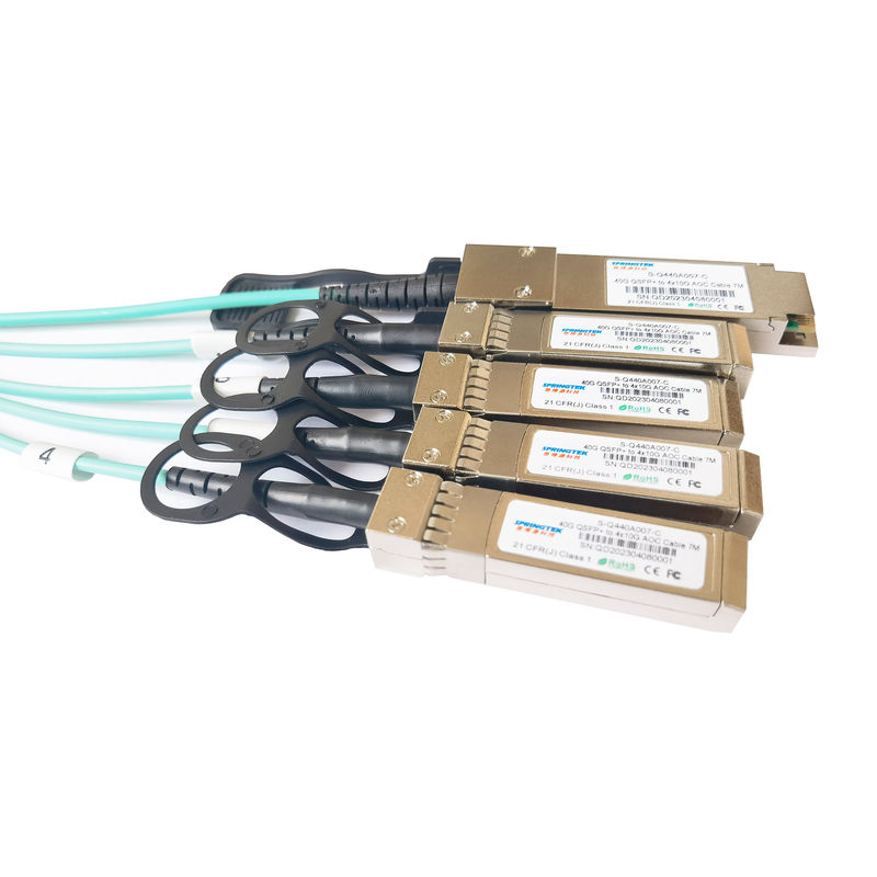 40 گرم Qsfp + به 4x10 گرم Sfp + کابل های برک آوت Aoc 7 متر Ddm Om3 فیبر فعال نوری گیرنده 850 نانومتری کابل Aoc Sfp