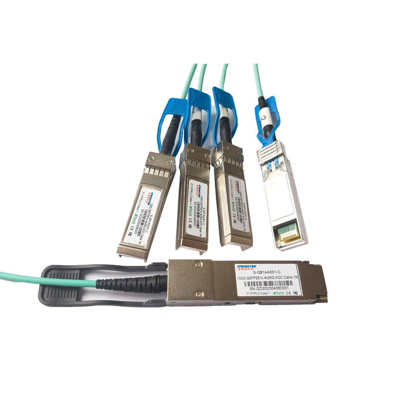 کابل نوری 1 متری (3 فوت) S-Q81AA001-C 1M سازگار 100G QSFP28 تا 4x25G SFP28 Breakout Active Optical