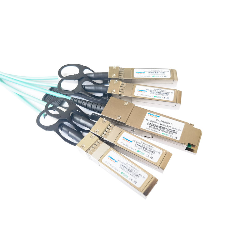کابل نوری فعال 3M 40G QSFP+ تا 4X10g SFP+ AOC MMF برای کانال اترنت و فیبر