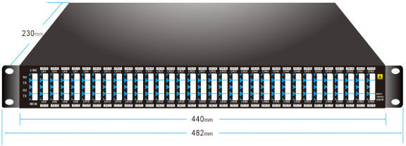 75GHz 64CH 1528.68nm-1566.42nm DWDM MUX DEMUX با درگاه نمایشگر LC/UPC 1U Rack